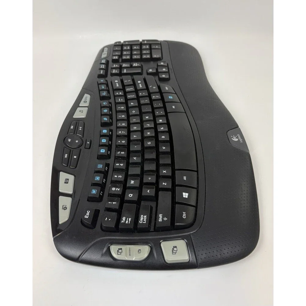 Logitech K350 Wireless Comfort Wave Ergonomic Keyboard Black No USB Dongle EUC